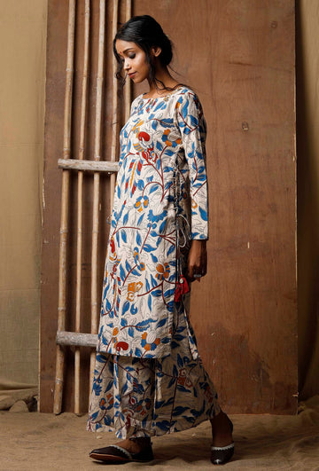 Kalamkari Side Dori Cotton Kurta